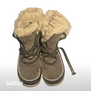 Sorel Women's Tivoli II Gray Snow Boots Size 10 Waterproof Fur Lined